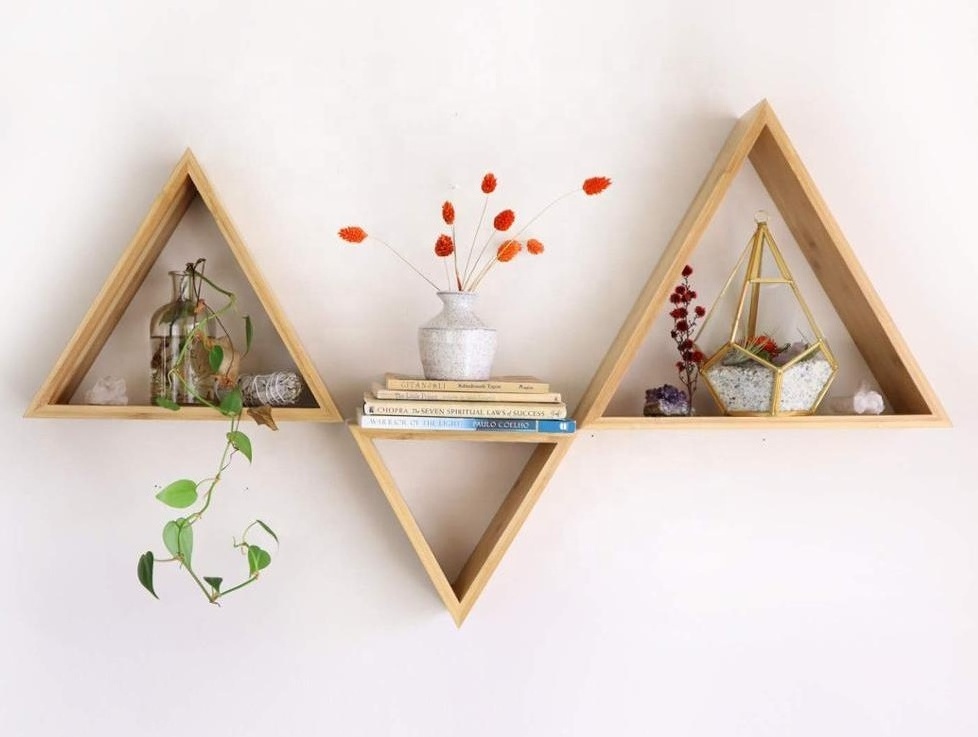 Bamboo wall  mounted storage organizer shelf rack  Floating Shelves for Wall  home decor