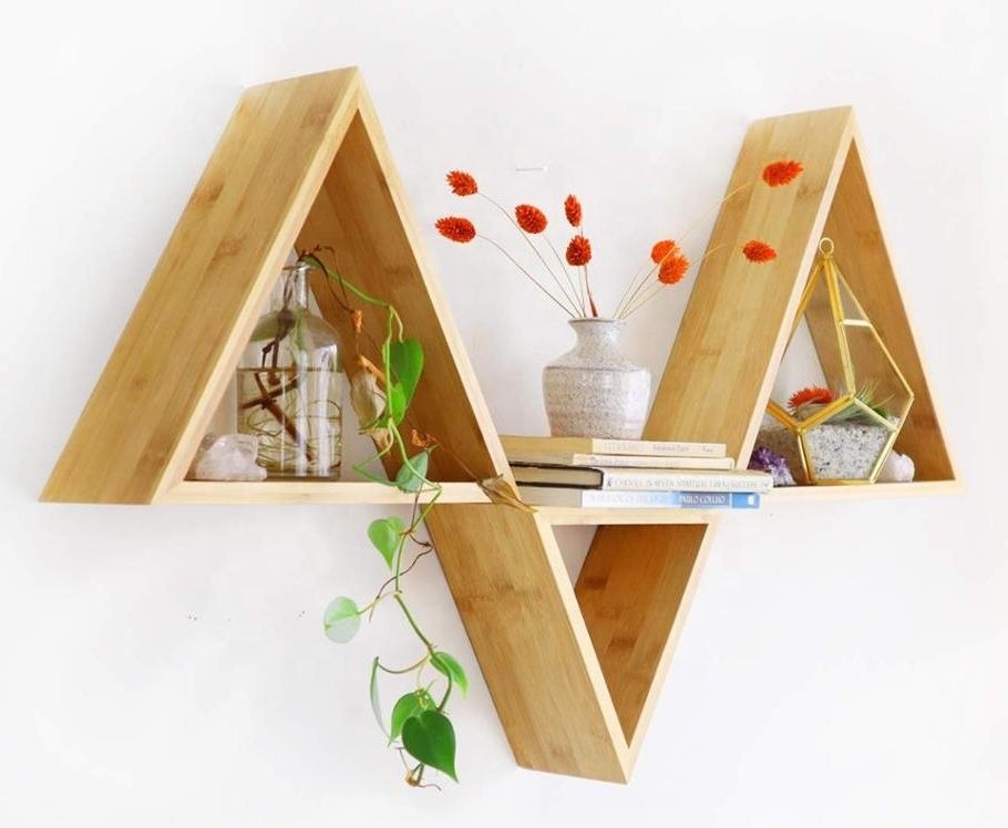 Bamboo wall  mounted storage organizer shelf rack  Floating Shelves for Wall  home decor