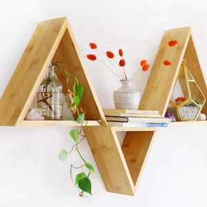 Bamboo wall  mounted storage organizer shelf rack  Floating Shelves for Wall  home decor