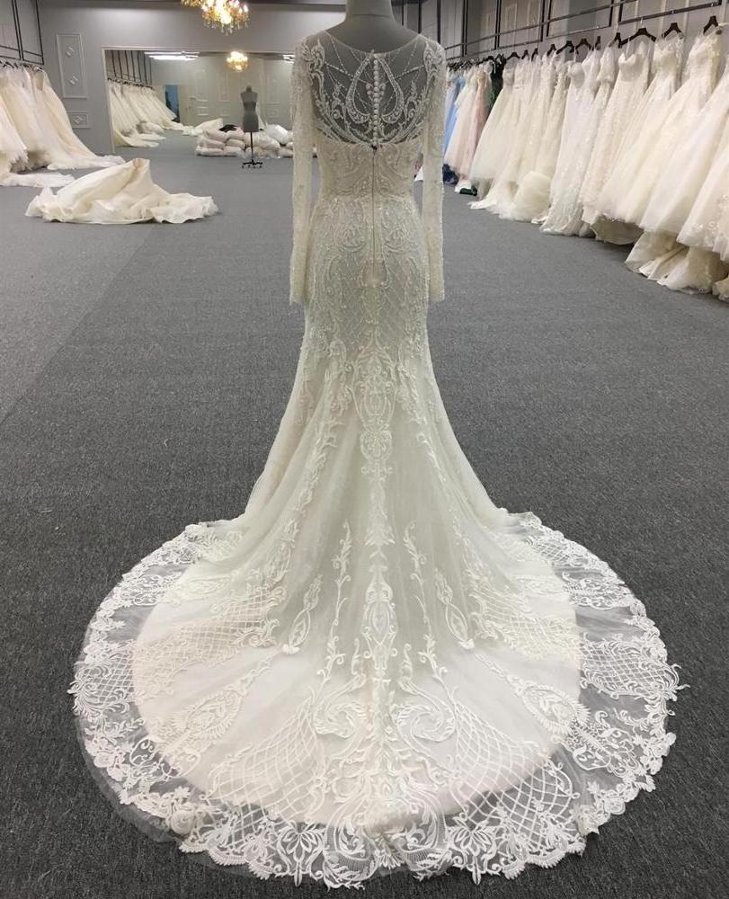 Hot Sales Fashion Style Bridal Gown Elegant Appliques Mermaid Wedding Dress With Detachable Tail