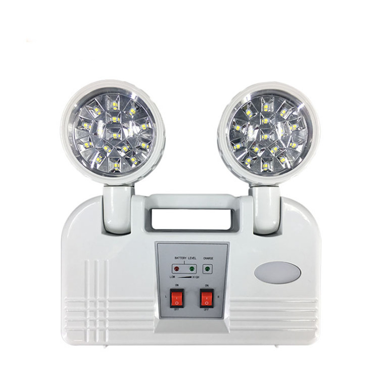 3 Hours Double Head Twin Spot Multifunctional Portable Outdoor Charging Rechargeable Exit Twinspot Light LED Emergency Lamp