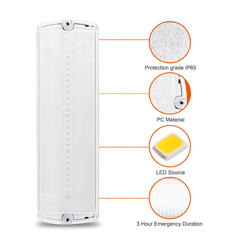 IP65 rechargeable led bulkhead 3h battery backup led emergency light