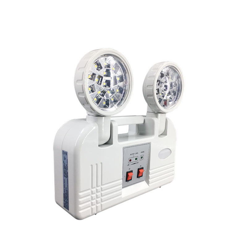 3 Hours Double Head Twin Spot Multifunctional Portable Outdoor Charging Rechargeable Exit Twinspot Light LED Emergency Lamp