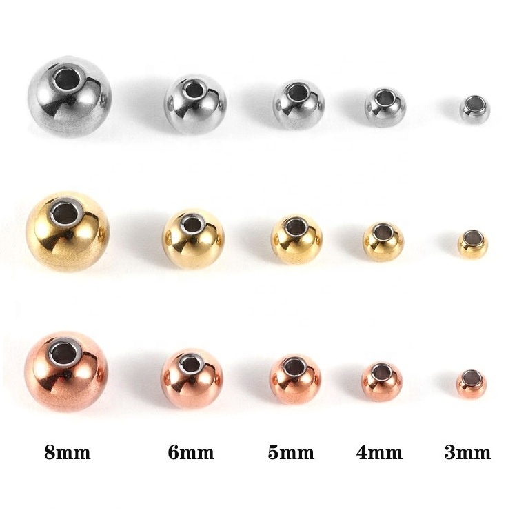 stainless steel beads for jewelry making pvd gold plated spacer stainless steel beads