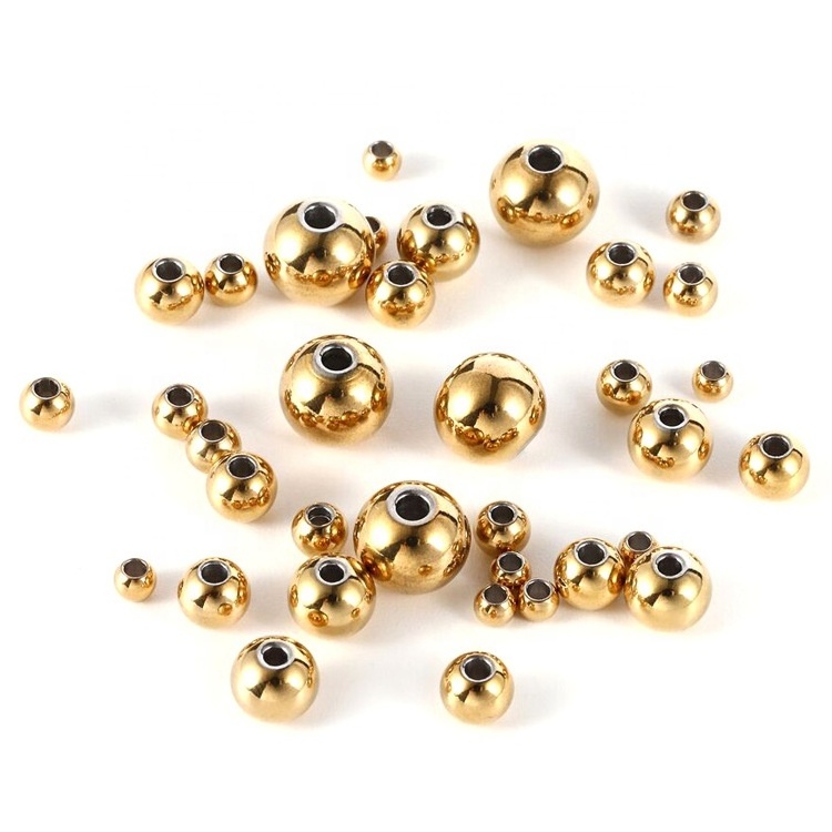 stainless steel beads for jewelry making pvd gold plated spacer stainless steel beads