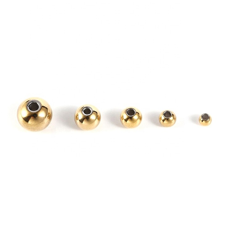 stainless steel beads for jewelry making pvd gold plated spacer stainless steel beads