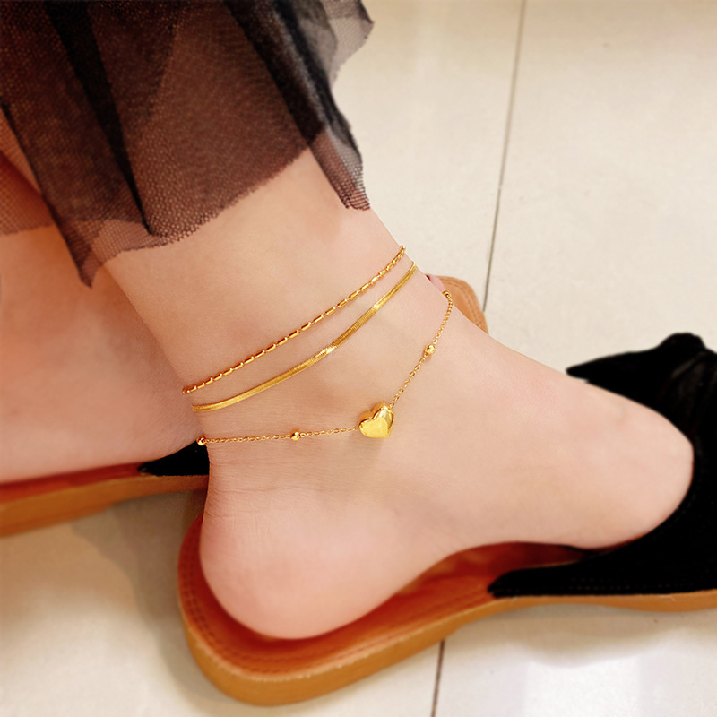 2023 most hot anklet women lovely 18K Golden love heart pendant chain anklet