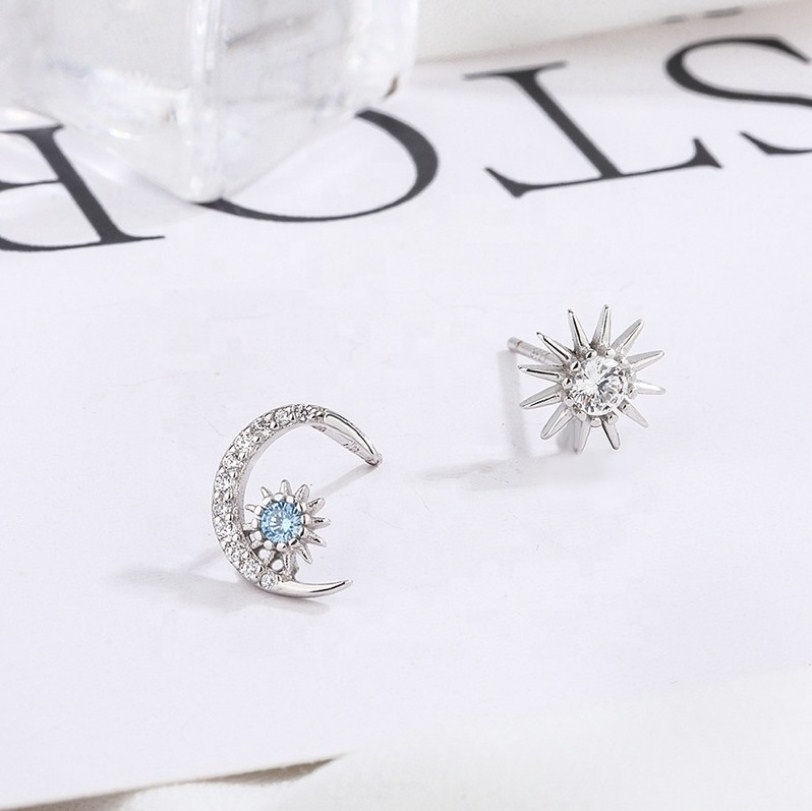 blue diamond sun moon star earrings sterling silver moon earring earring for girls 2021