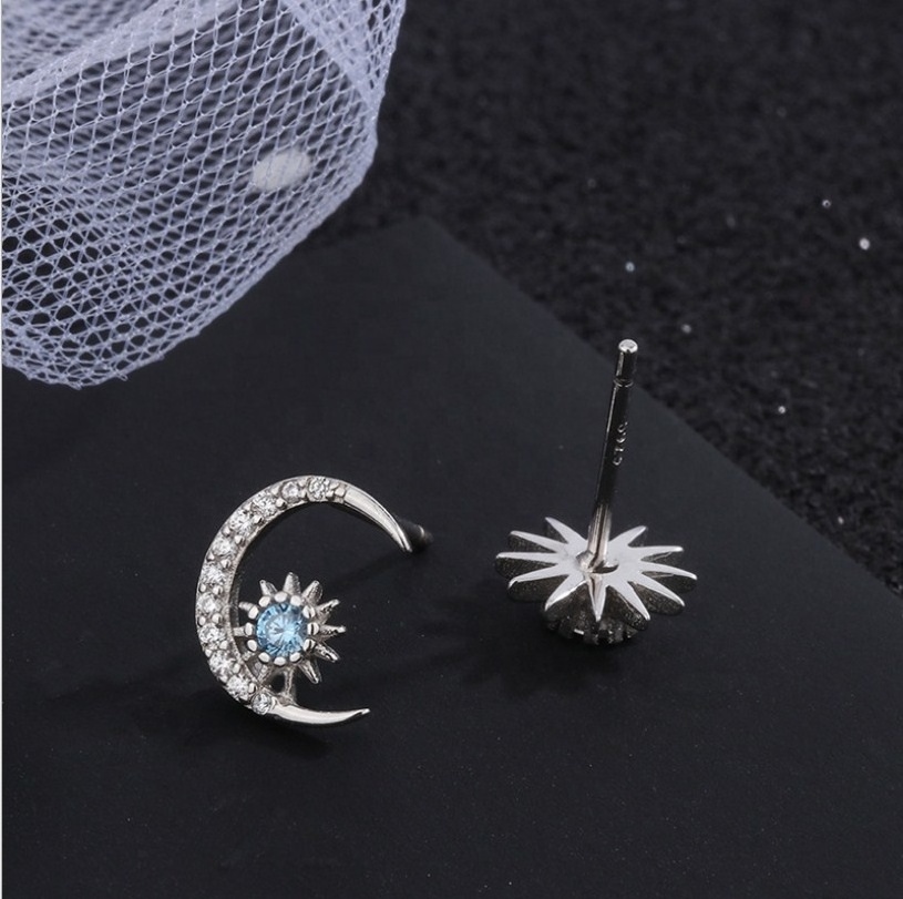 blue diamond sun moon star earrings sterling silver moon earring earring for girls 2021