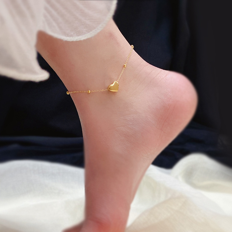 2023 most hot anklet women lovely 18K Golden love heart pendant chain anklet