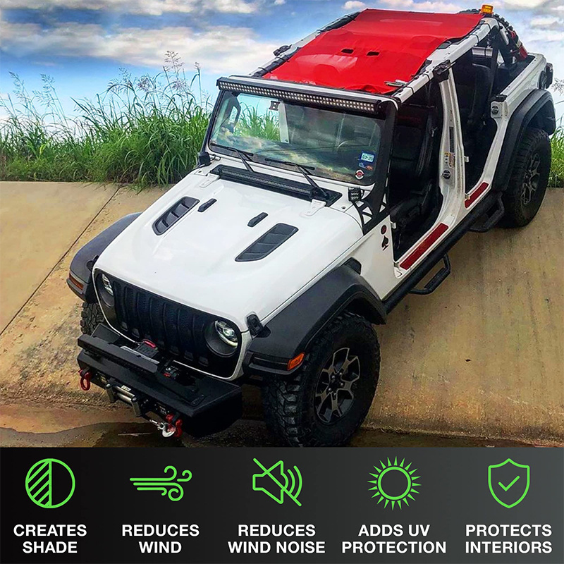 Baiying Sunshade for Fits 2018 4-door Jeep Wrangler Full Length Mesh Sun Shade for Jeep JL Unlimited - Blocks UV, Wind, Noise