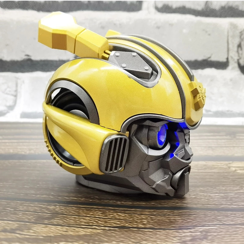 2021 New Bumblebee Helmet BT Speaker Creative Cartoon USB Card LED Flashing Light Wireless Stereo Speakers