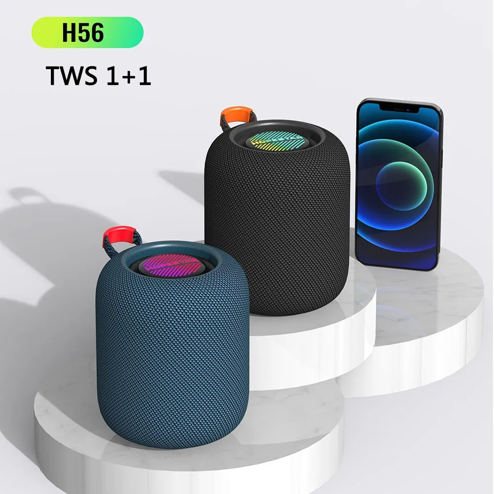 H56 Mini Portable Subwoofer Ipx6 Blue Tooth Speaker Shower Stereo Wireless Tws Waterproof Audio Center Powerful Led Light