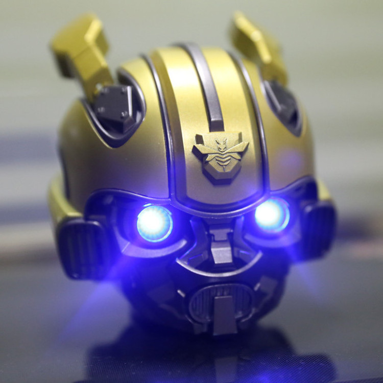 2021 New Bumblebee Helmet BT Speaker Creative Cartoon USB Card LED Flashing Light Wireless Stereo Speakers