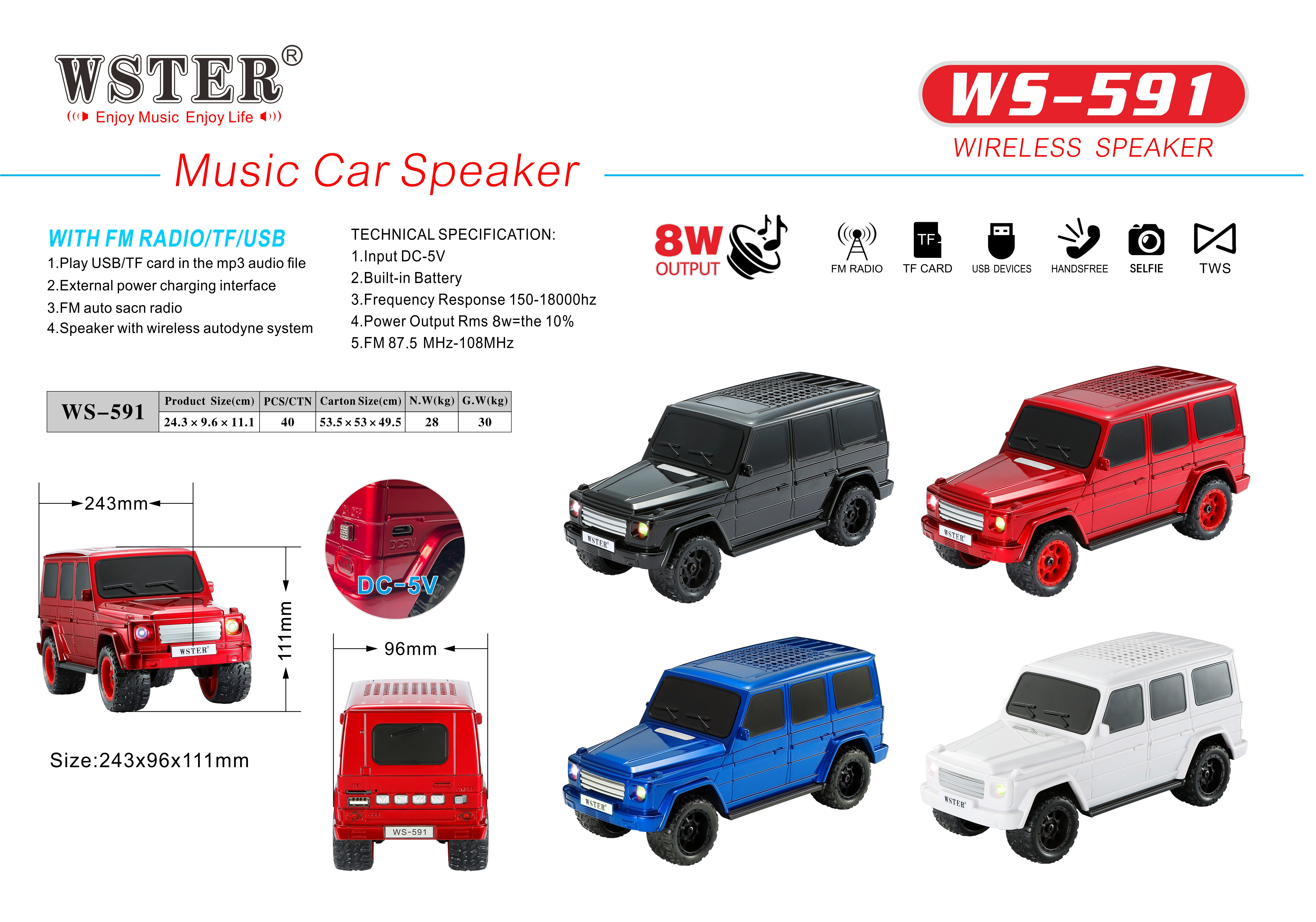 WS-591 Laptop Portable altavoz blue tooth wireless Speaker Car shaped toy Small stereo Subwoofer bt Speaker With Coloured Lights