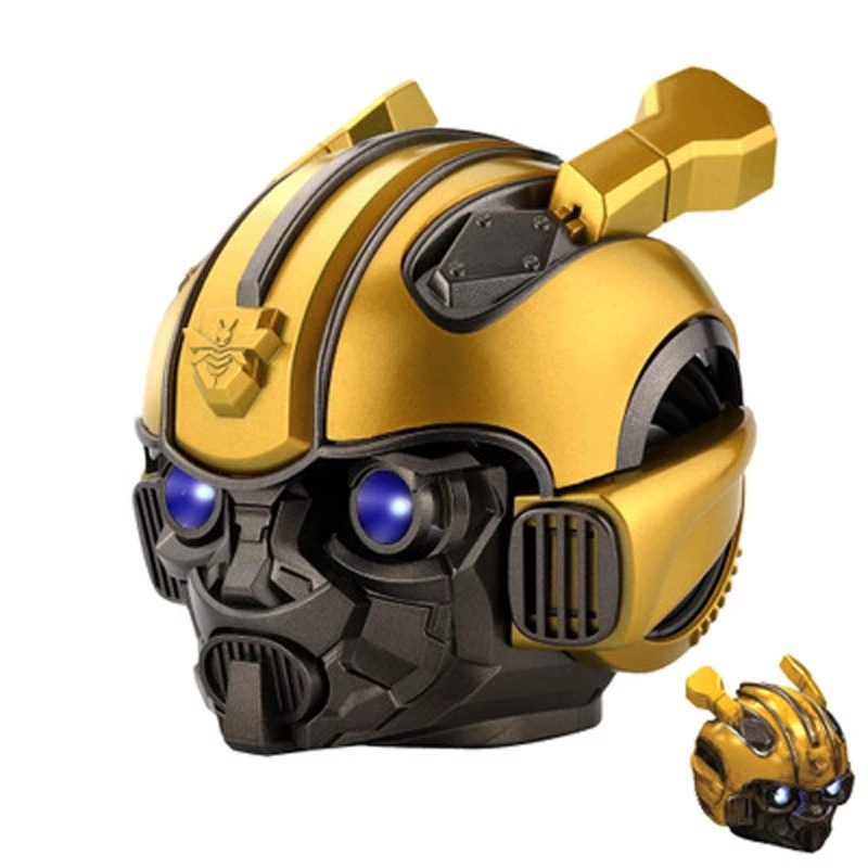 2021 New Bumblebee Helmet BT Speaker Creative Cartoon USB Card LED Flashing Light Wireless Stereo Speakers