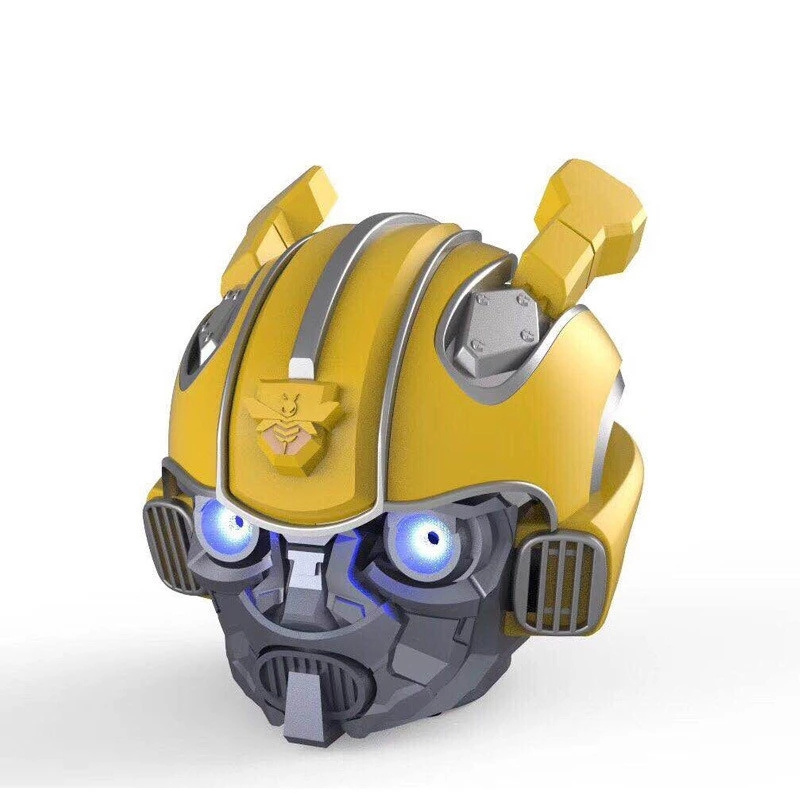 2021 New Bumblebee Helmet BT Speaker Creative Cartoon USB Card LED Flashing Light Wireless Stereo Speakers