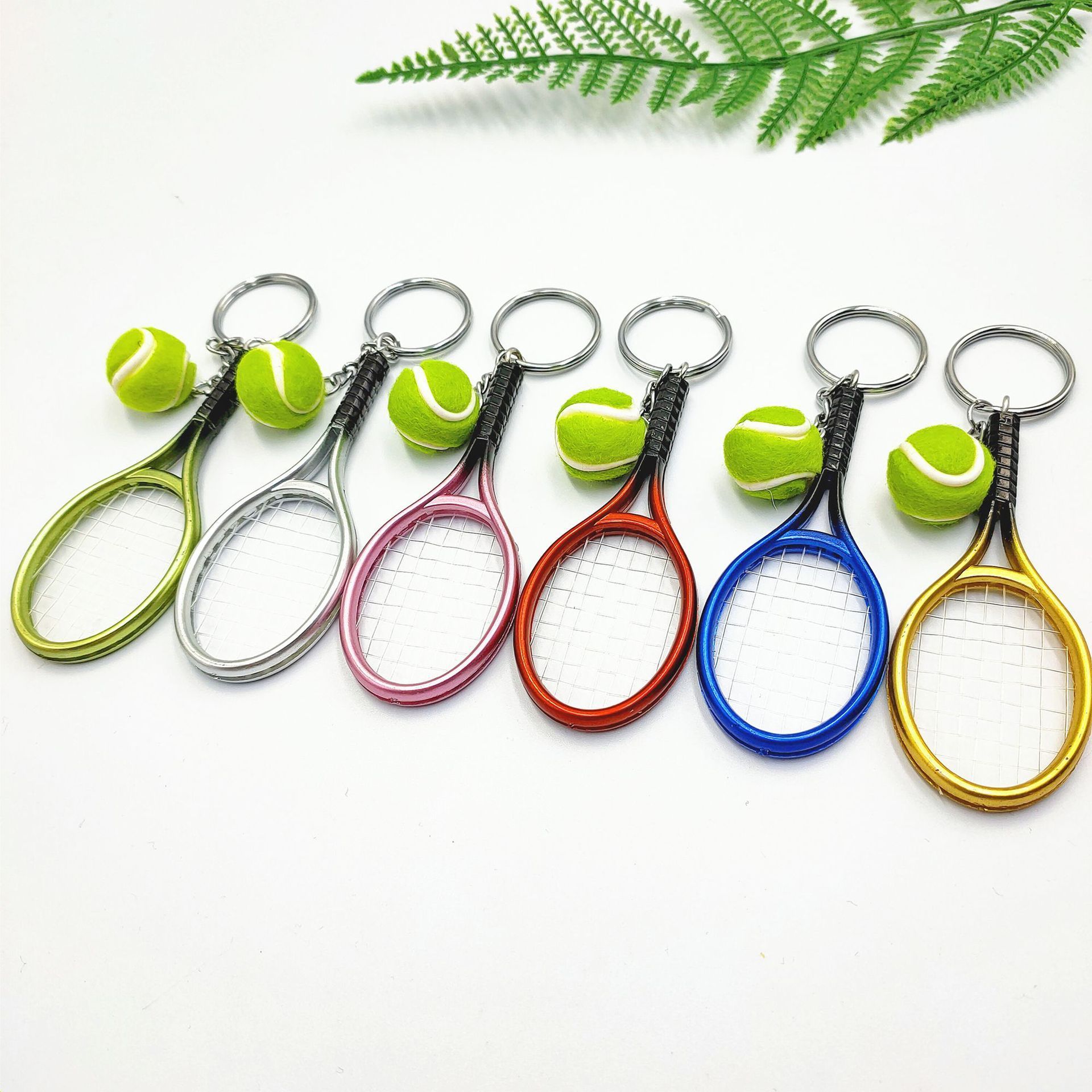 3D Mini Tennis Racket and Ball Keychain Set Cute Sport Tennis Ball Key Chain Tennis Player Gifts