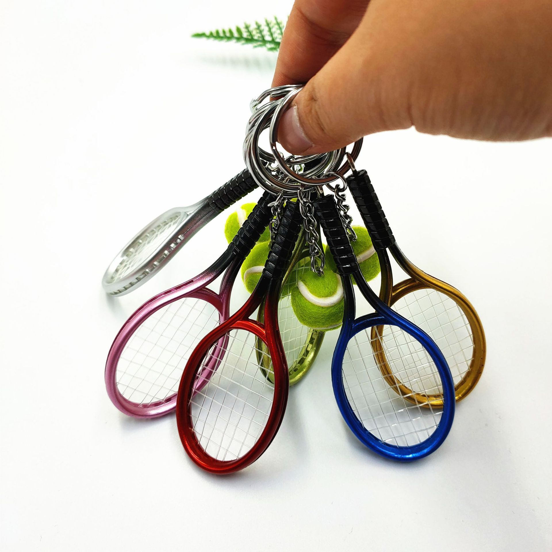 3D Mini Tennis Racket and Ball Keychain Set Cute Sport Tennis Ball Key Chain Tennis Player Gifts