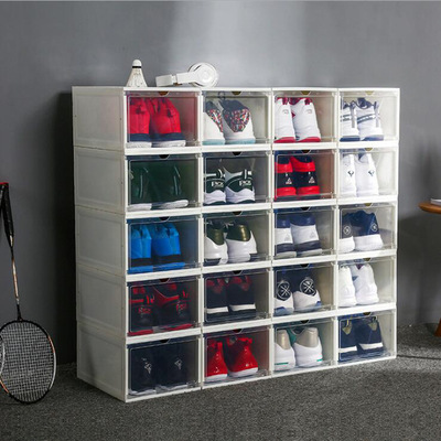 Drop Front Shoe Box foldable transparent plastic shoe box dust-proof giant shoe box storage for Display Sneakers