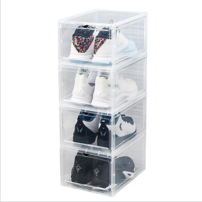 Drop Front Shoe Box foldable transparent plastic shoe box dust-proof giant shoe box storage for Display Sneakers