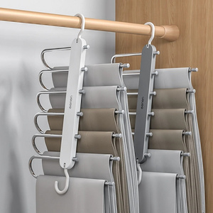 6 in 1 Magic Trouser Rack Hangers Folding Pants Racks Tie Hanger Shelf Bedroom Closet Organizer