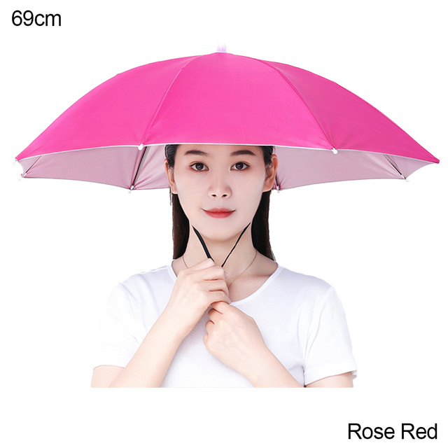 69cm Outdoor Foldable Umbrella Hat Portable Golf Cycling Camping Fishing Hat Novelty Sun Head Hats