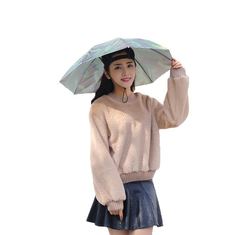 69cm Outdoor Foldable Umbrella Hat Portable Golf Cycling Camping Fishing Hat Novelty Sun Head Hats