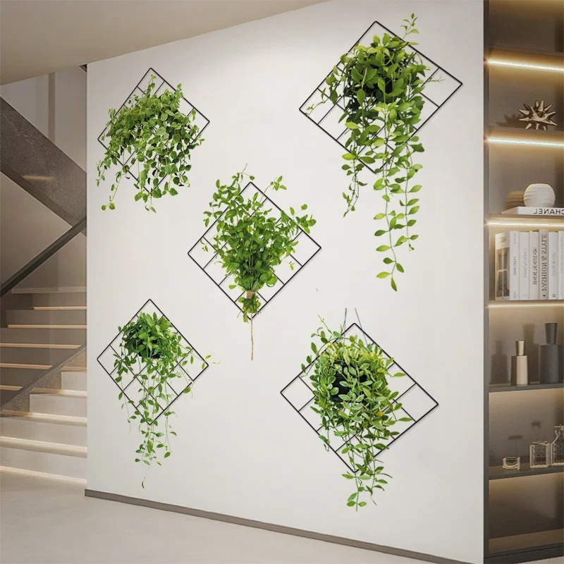 DIY Green Leaves Wall Sticker Green Plants Wall Decor Decal 3D Green Plant Wall Sticker