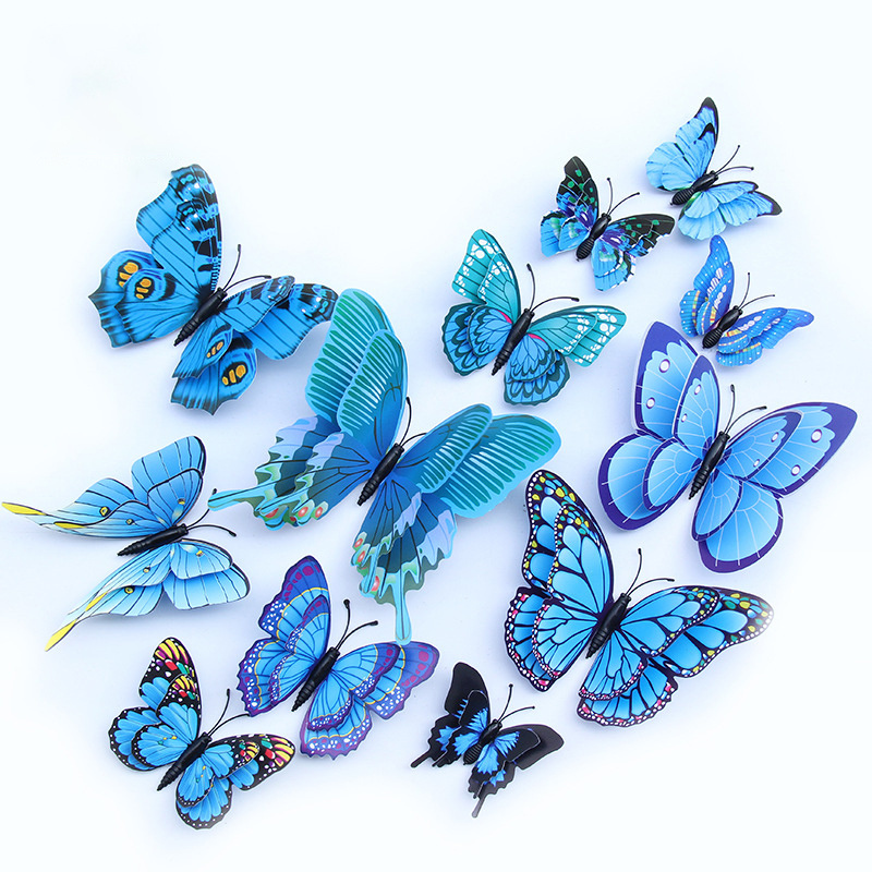 3D Butterfly Wall Decal Double Wings butterfly wall stickers white Refrigerator Magnets Stickers Decor