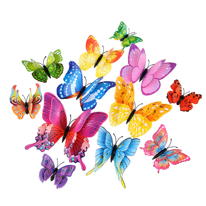 3D Butterfly Wall Decal Double Wings butterfly wall stickers white Refrigerator Magnets Stickers Decor