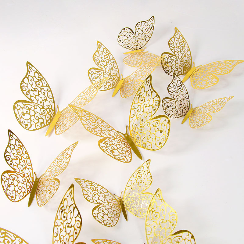 Laser 3D Butterfly Wall Decor Gold Butterfly Decorations Butterflies Decals for Party Birthday