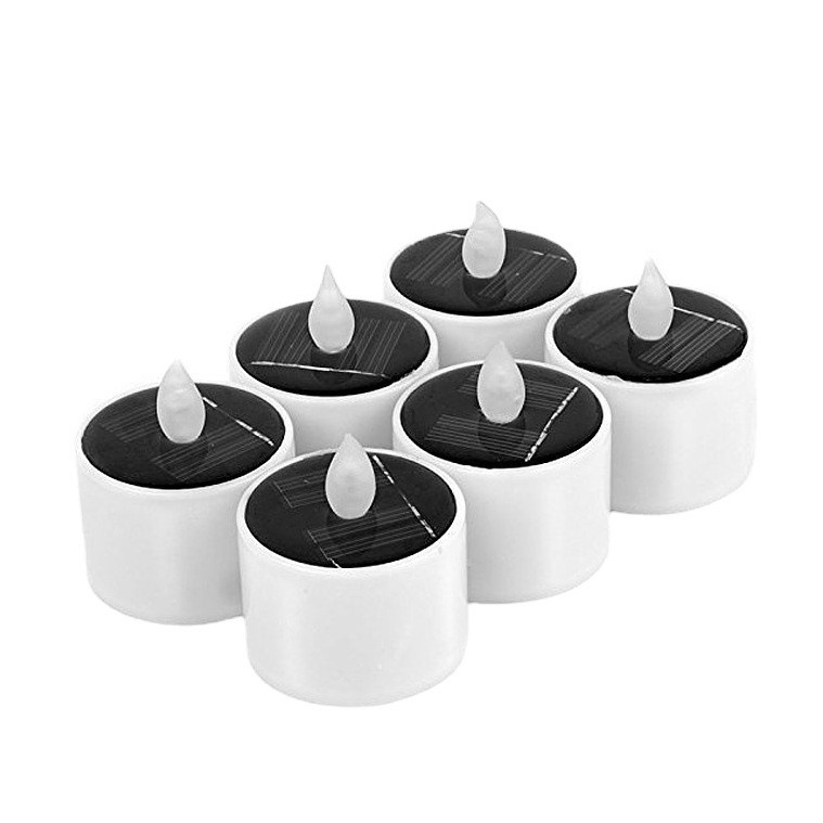 6pcs Solar Power Tea Lights Flameless Flicker Rechargeable LED Candles for Outdoor Camping