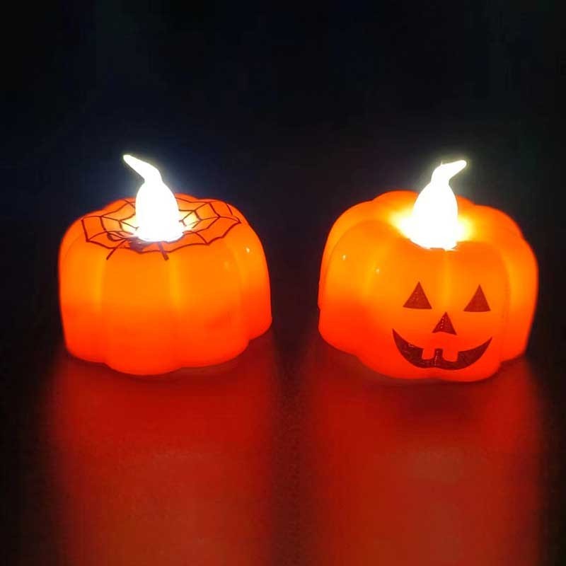 Halloween LED Pumpkin Tea Lights Candles Bulk Electric Flameless Candles for Halloween Decor