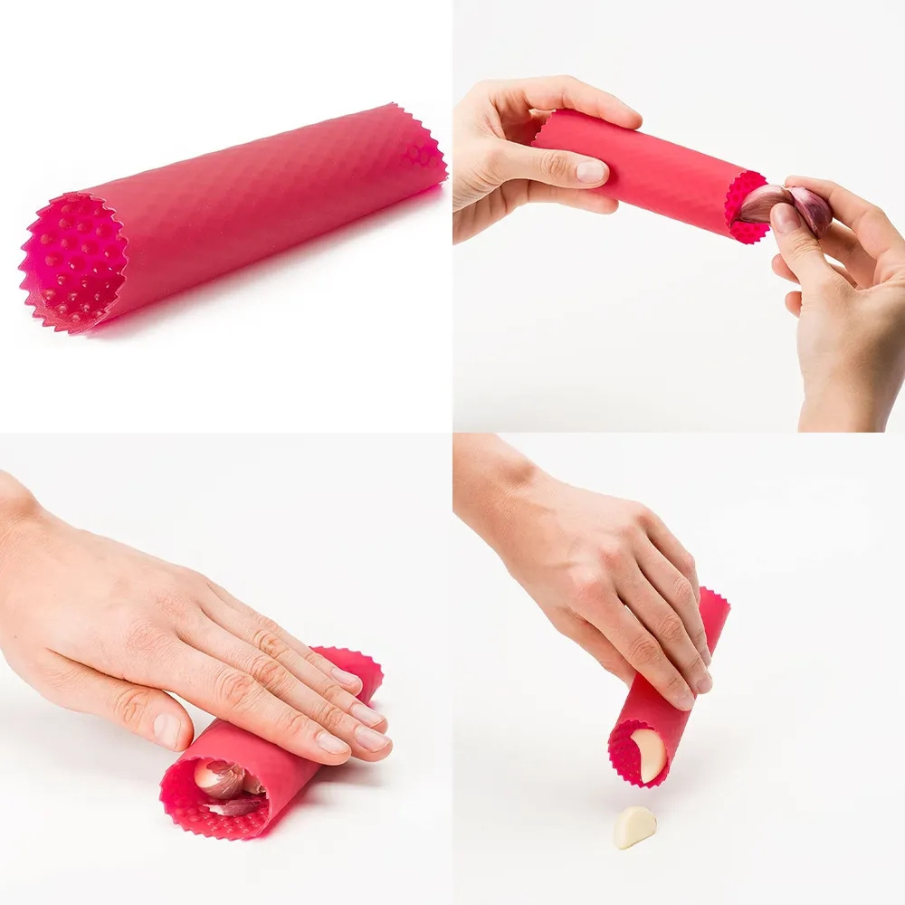 Garlic Tube Rollers Skin Remover Silicone Garlic Peeler Multicolor Garlic Peeling Kitchen Tool