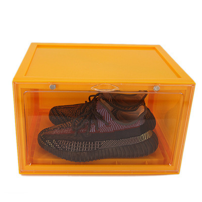 Side Opening transparent collapsible shoe box wide stackable shoe storage box moistureproof sneaker organizer for men