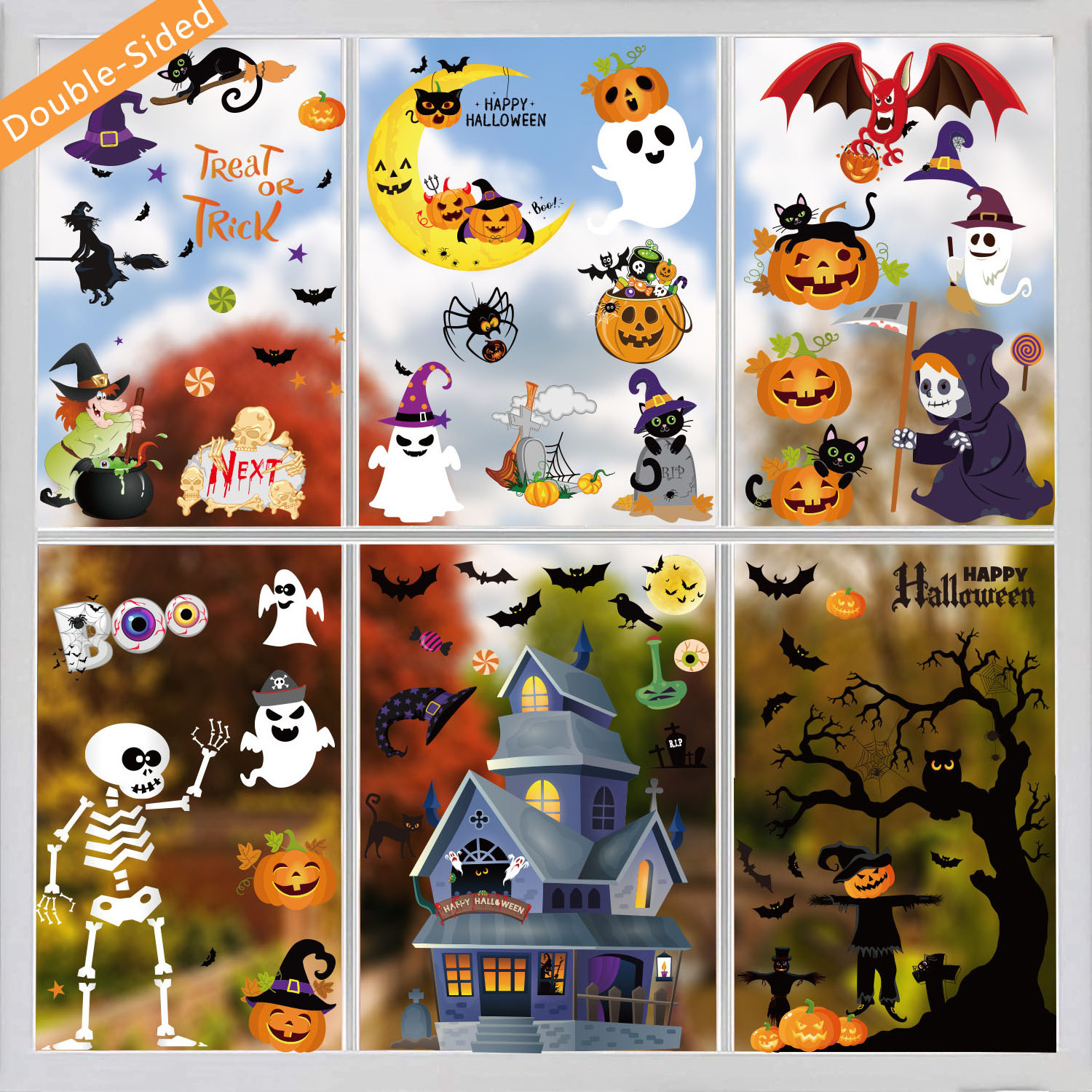 Halloween Window Clings Halloween Window Decorations Halloween Pumpkin Stickers Decals for Kids