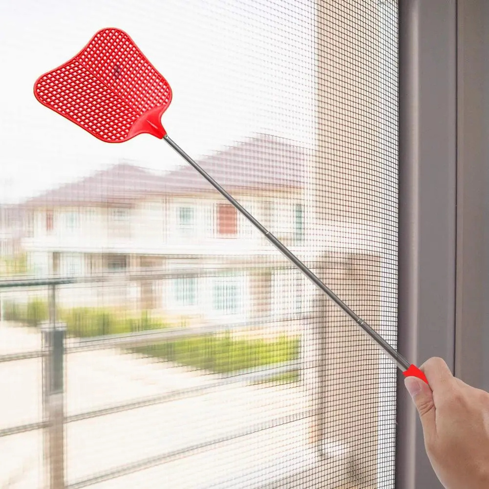 65cm Fly Swatter Heavy Duty Stainless Steel Handle Fly Swatter Manual Fly swatters for Home Garden