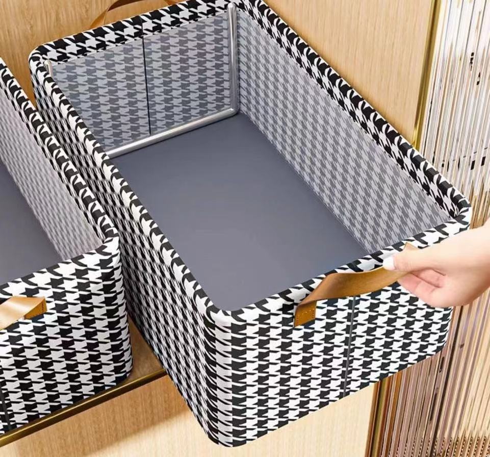 Closet Clothes Organizer with Handle Fabric Storage Box with Steel Frame for Jeans T-shirt Pants