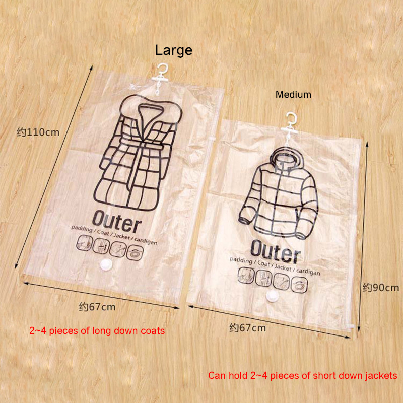 Vacuum Sealing Organizer Hanging Storage Bags Space Saver Compressed Bag with Hangers