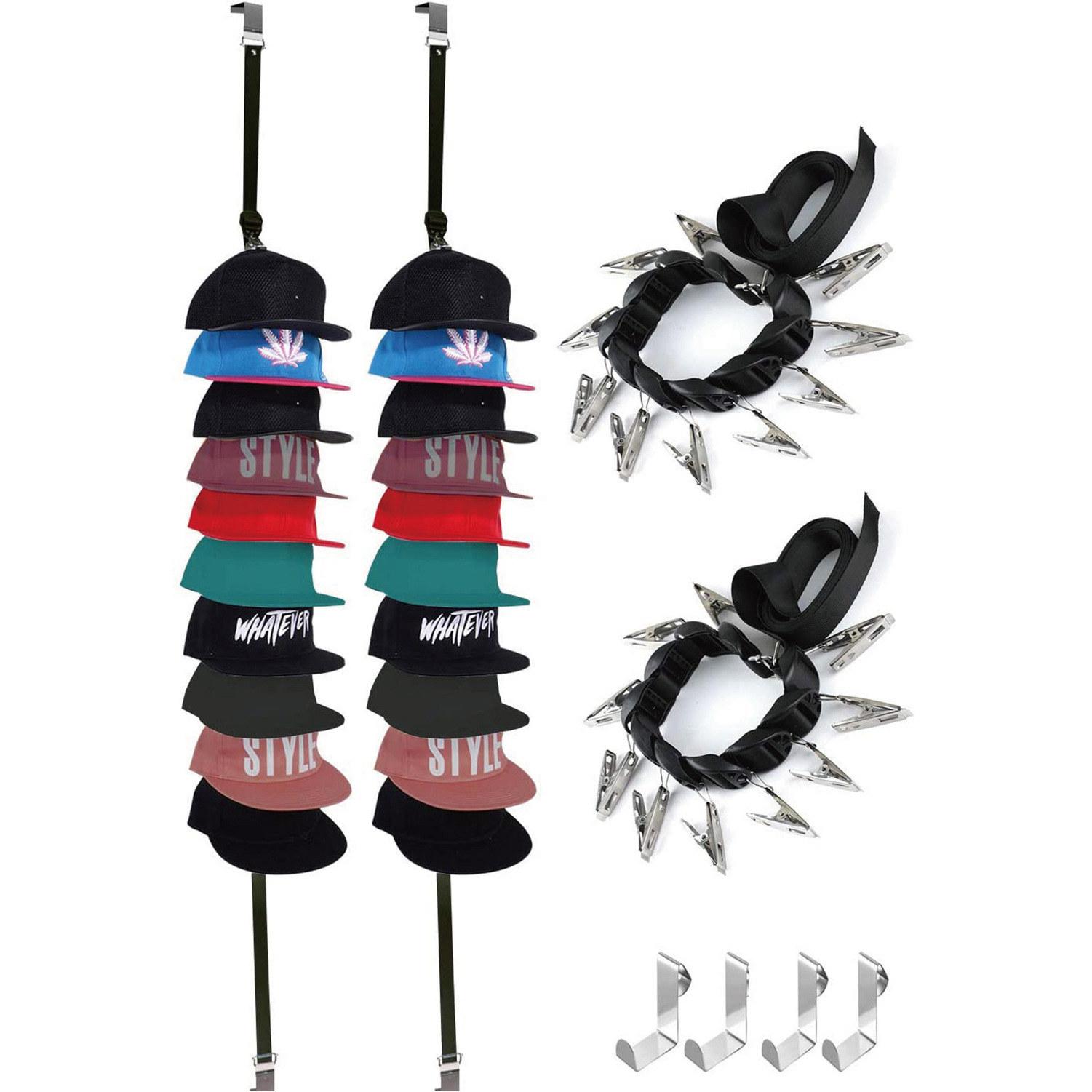 New 20 Hooks Hat Storage Hangers Closet Hanging Hat Rack Closet Door Baseball Hat Organizer Display Racks