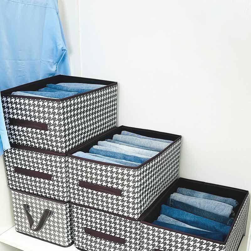 Closet Clothes Organizer with Handle Fabric Storage Box with Steel Frame for Jeans T-shirt Pants