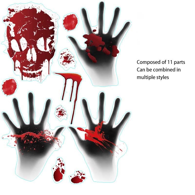 Bloody Handprint Footprint Stickers Bloody Halloween Decorations Scary Zombie Party Supplies