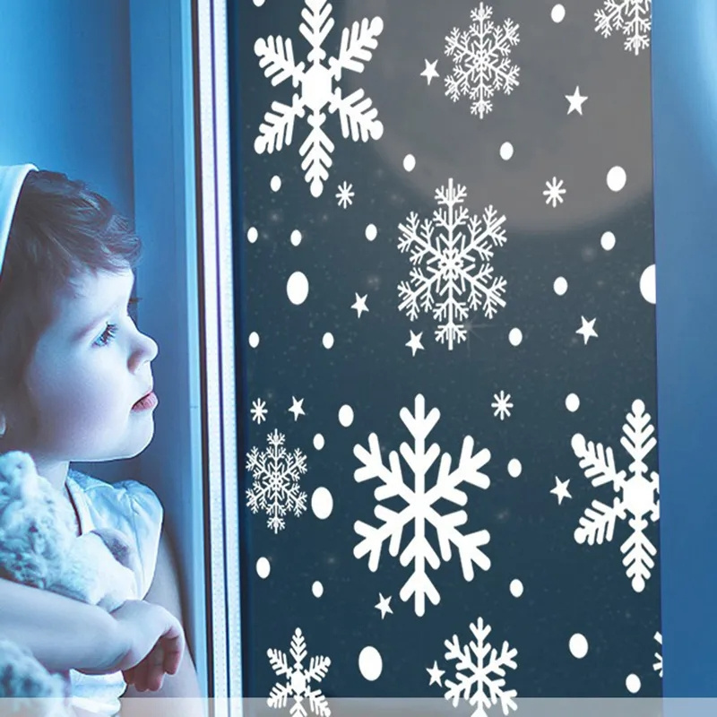 christmas window clings snowflakes Xmas Snowflake Static Stickers Winter Snow Flakes Clings Party Decal