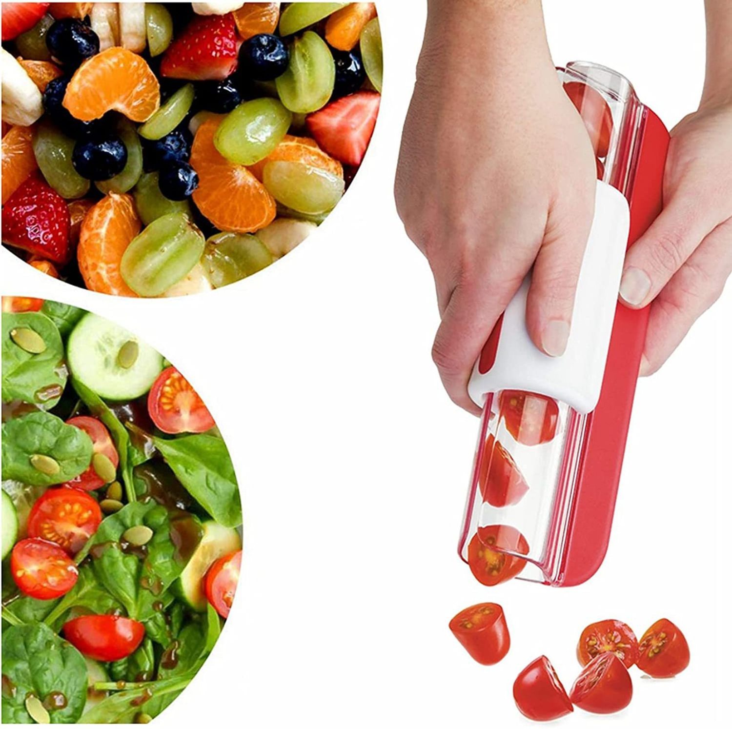 Hot Sale Cherry Tomato Slicer Grape Cutter Kitchen Gadget Creative Zip Slicer Fruit Vegetable Salad Slicer