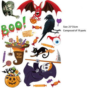 Scary Halloween Window Stickers Halloween Death Bat and Pumpkin Stickers Decals for Halloween