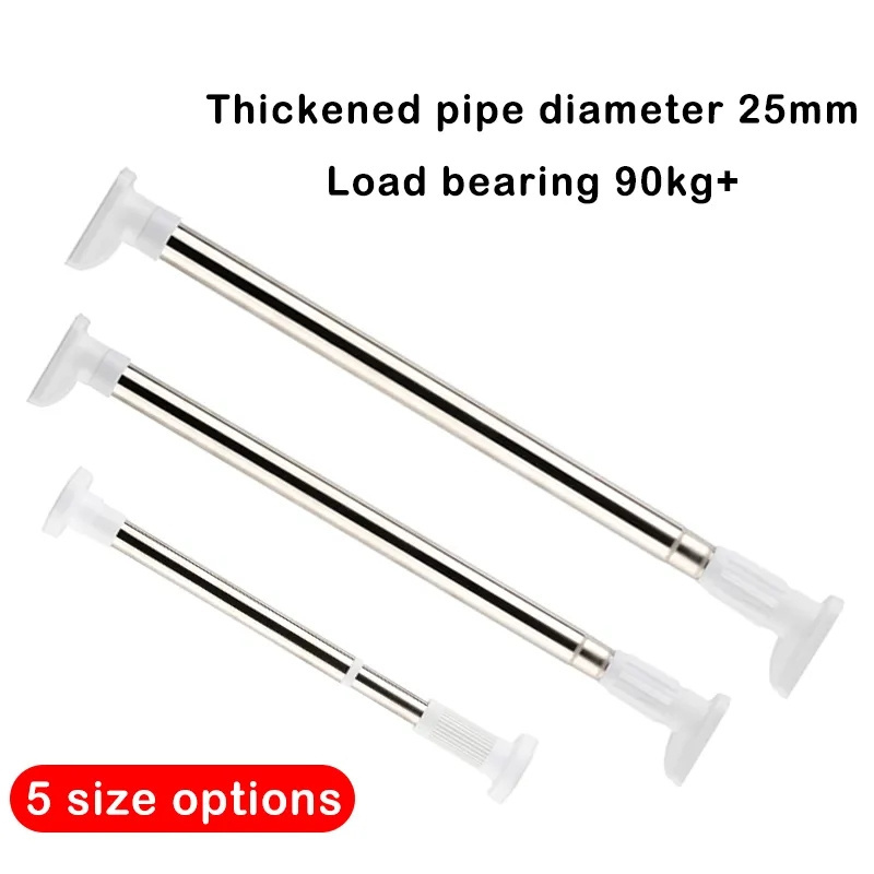 50-200cm shower curtain rods spring tension Punch-free Balcony Clothes Hanging Rod Wardrobe Strut