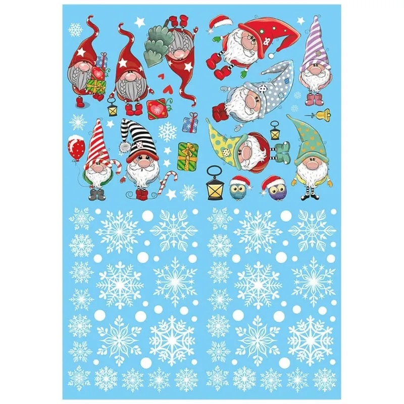 Christmas Window Clings Decals 9 Sheets Xmas Santa Claus Window Stickers Decals for kids