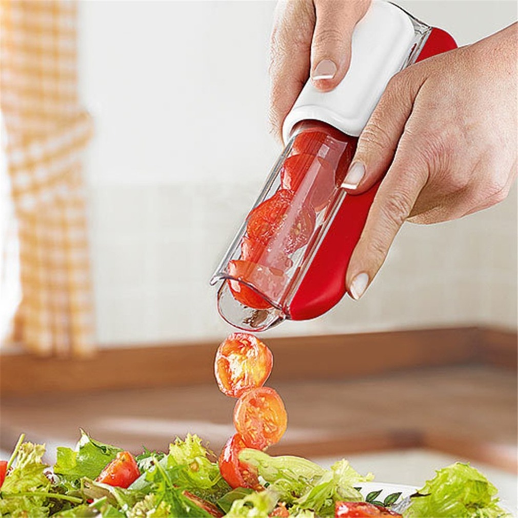 Hot Sale Cherry Tomato Slicer Grape Cutter Kitchen Gadget Creative Zip Slicer Fruit Vegetable Salad Slicer