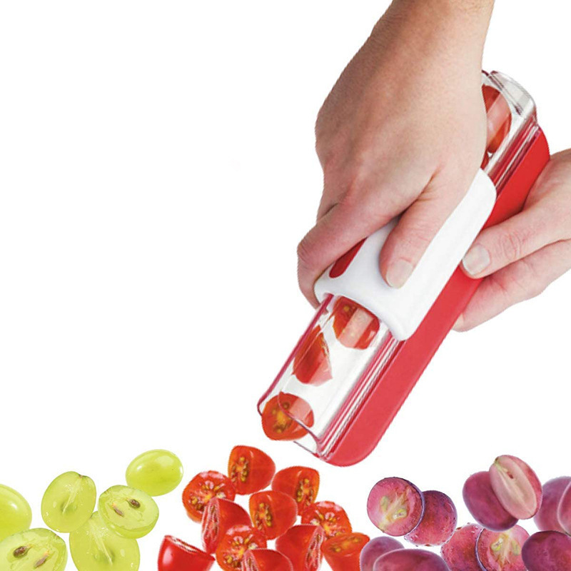 Hot Sale Cherry Tomato Slicer Grape Cutter Kitchen Gadget Creative Zip Slicer Fruit Vegetable Salad Slicer